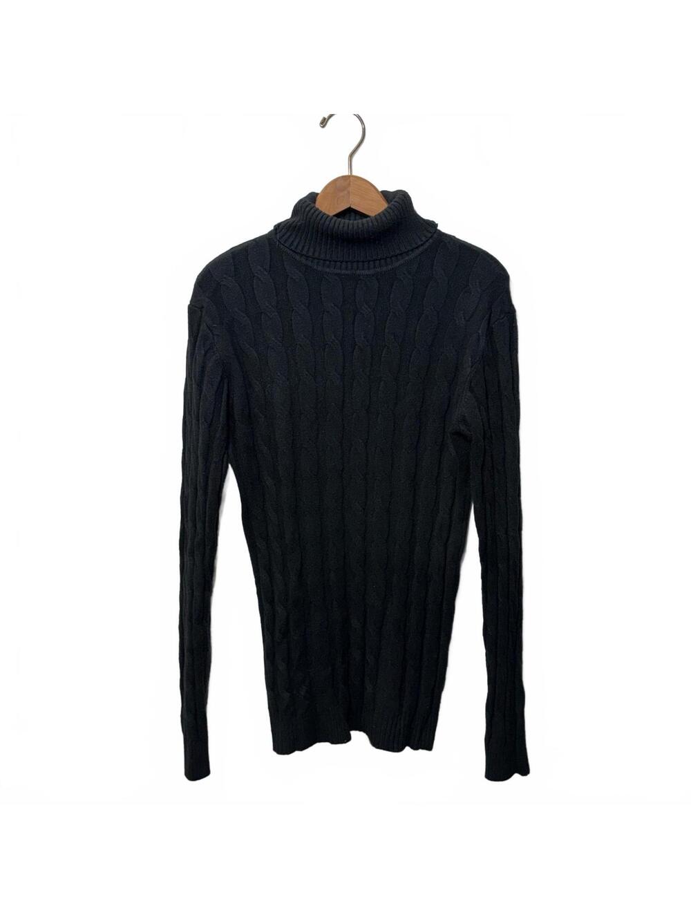 Coofandy Black Cable Knit Turtleneck L